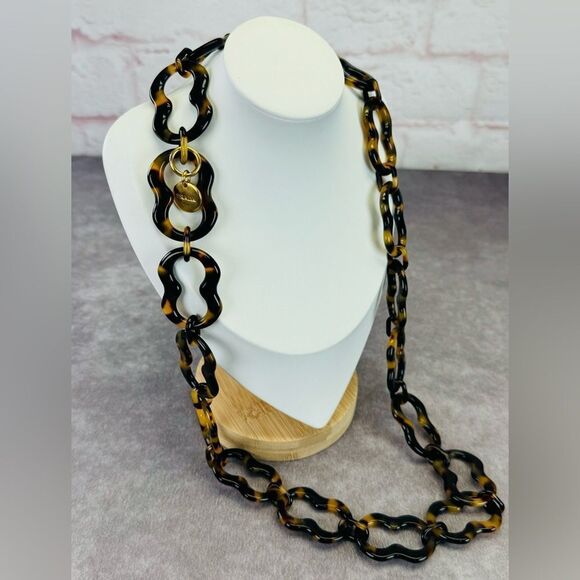 Prada Tortoise Shell Chain Link Necklace - Picture 1 of 9
